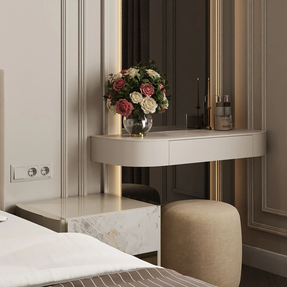 Neoclassic Elegant Bedroom Interior 3D Scene (5)