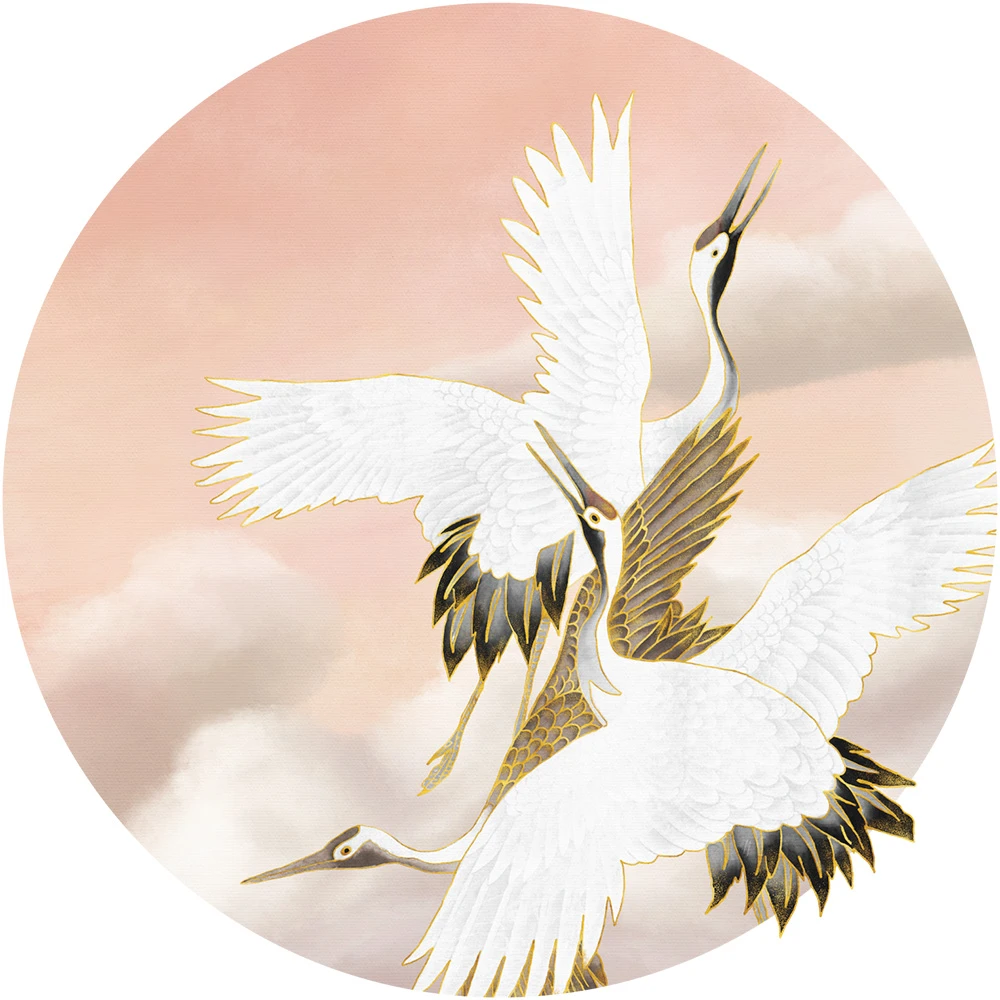 Wallpaper Taupe Tsuru circle