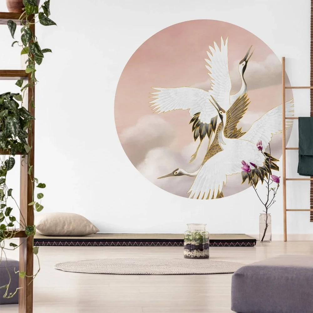 Wallpaper Taupe Tsuru circle (2)