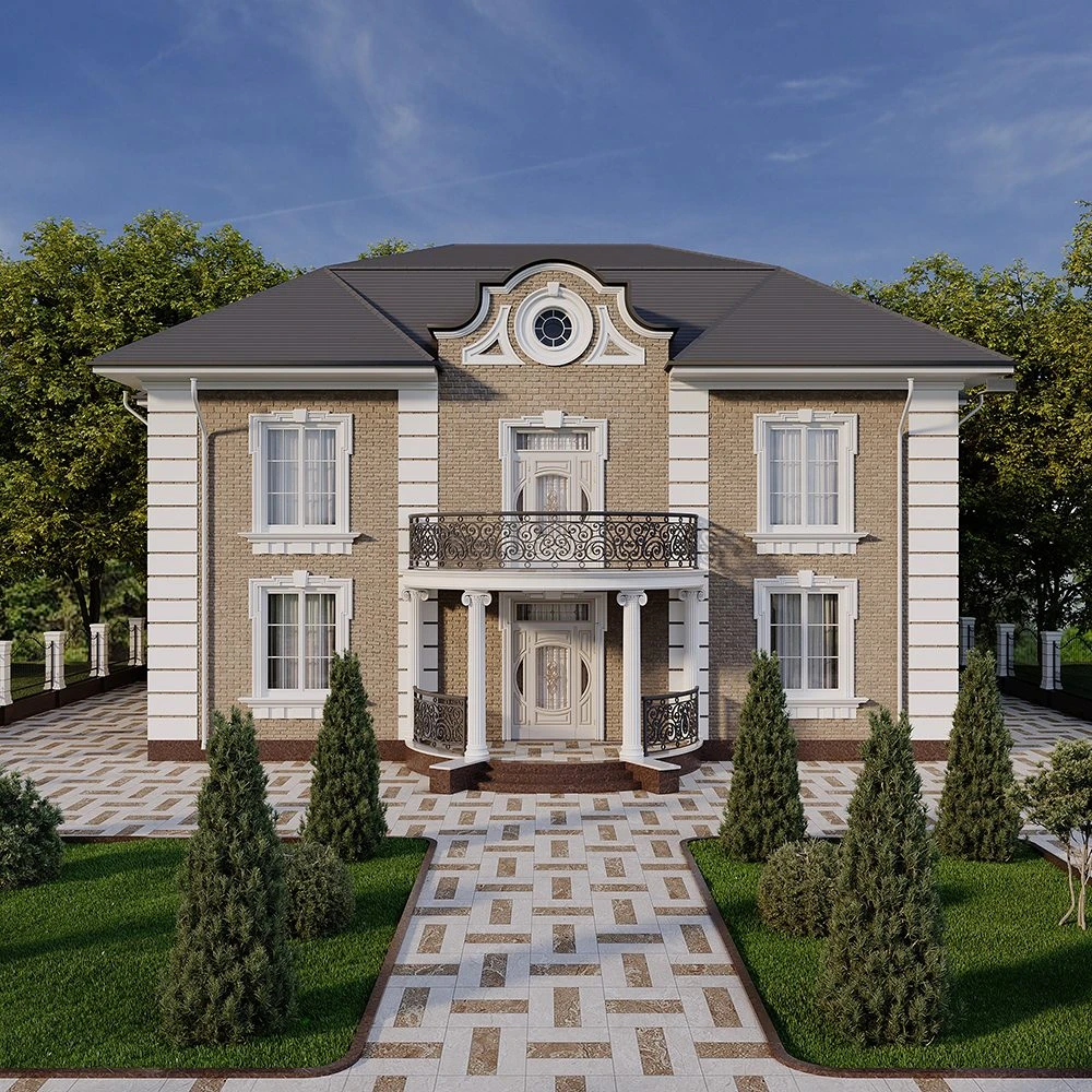 Classic Residential House Exterior 3D Scene