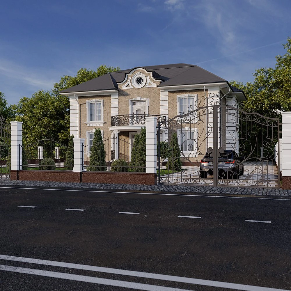 Classic Residential House Exterior 3D Scene (4)