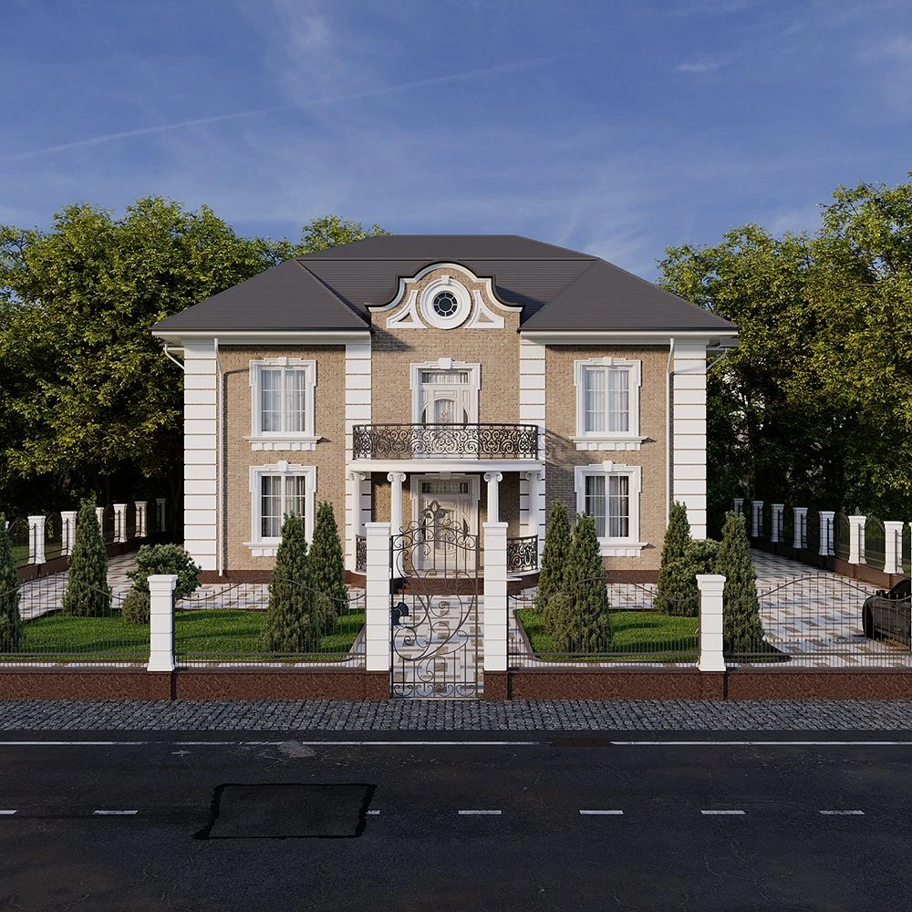 Classic Residential House Exterior 3D Scene (5)