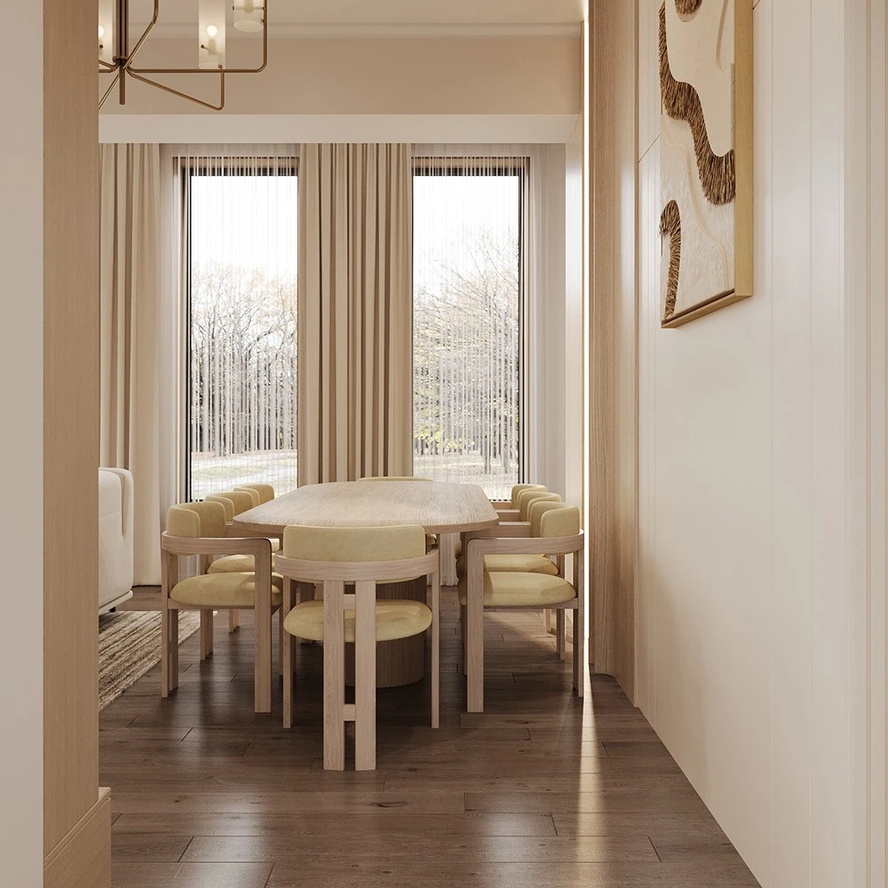 Modern Living and Dining Room Interior 3D Scene