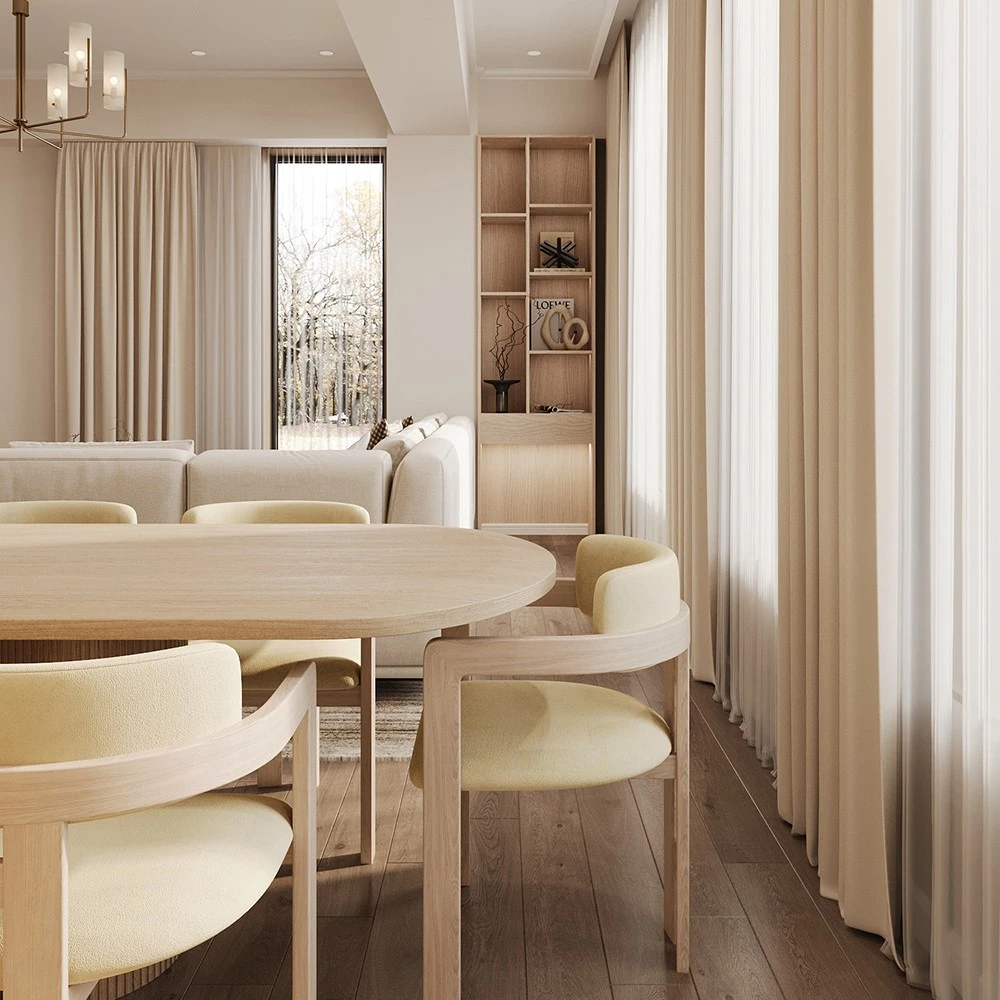 Modern Living and Dining Room Interior 3D Scene (11)