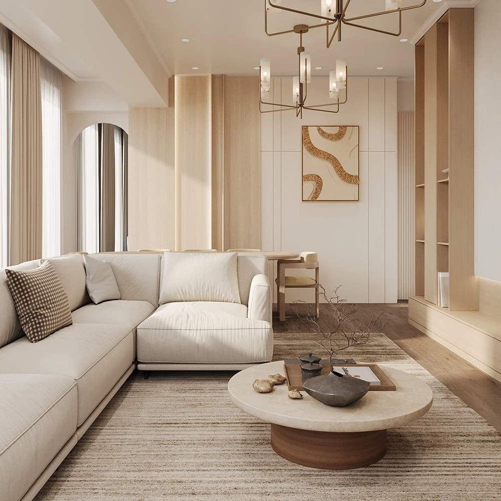 Modern Living and Dining Room Interior 3D Scene (12)