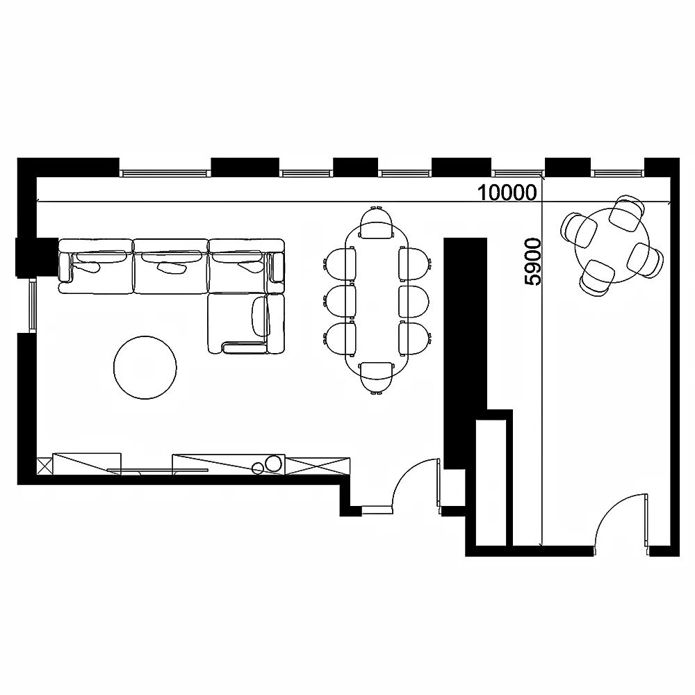 Modern Living and Dining Room Interior 3D Scene (13)
