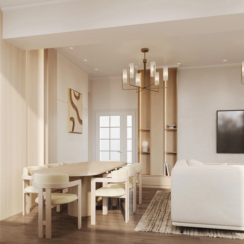 Modern Living and Dining Room Interior 3D Scene (4)