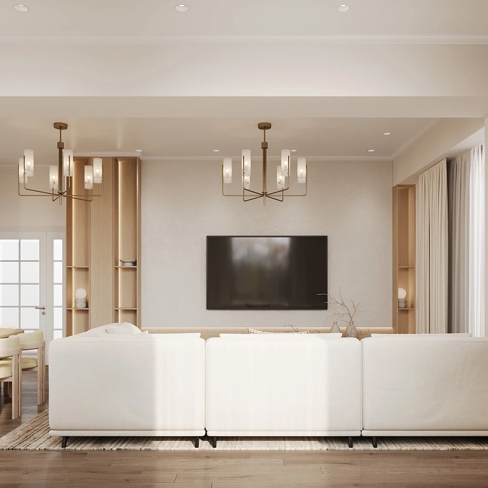 Modern Living and Dining Room Interior 3D Scene (8)