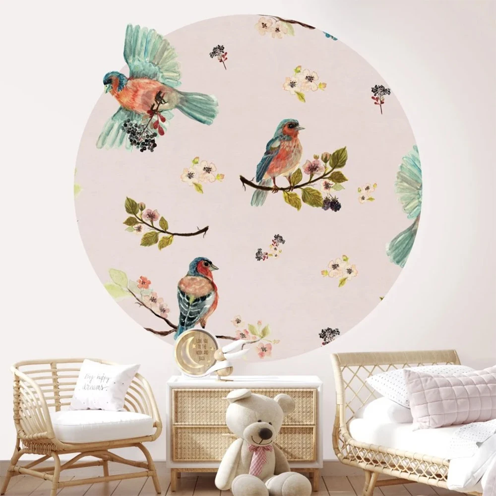 Tapete Wall Art Uccello Cantante Pink circle (2)