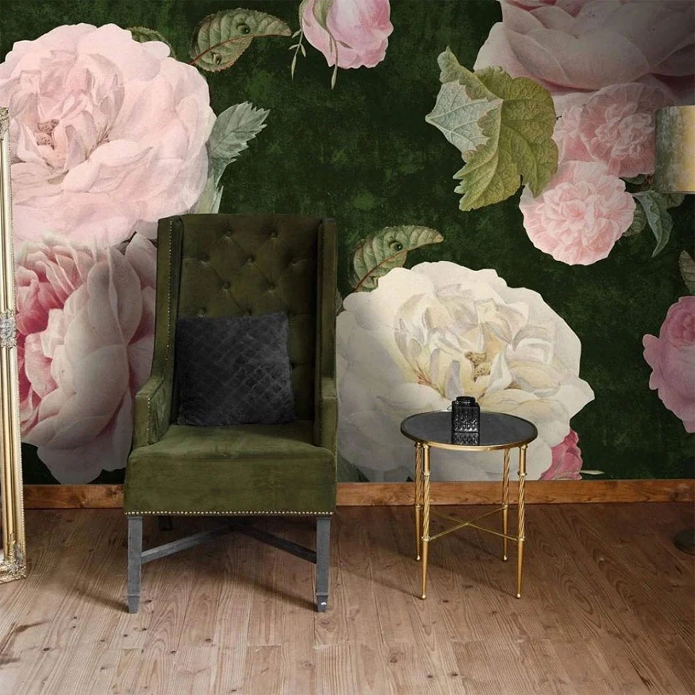 Wallpaper Roses Dark Green (2)
