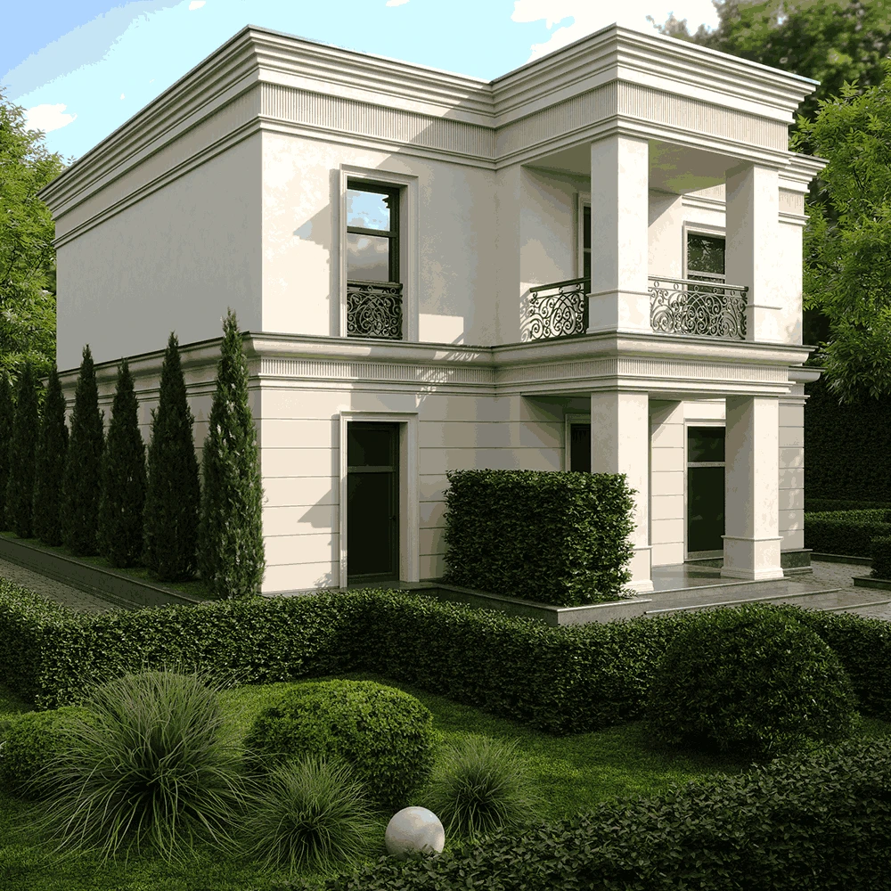 Neoclassic Private House Exterior 3D Scene (3)