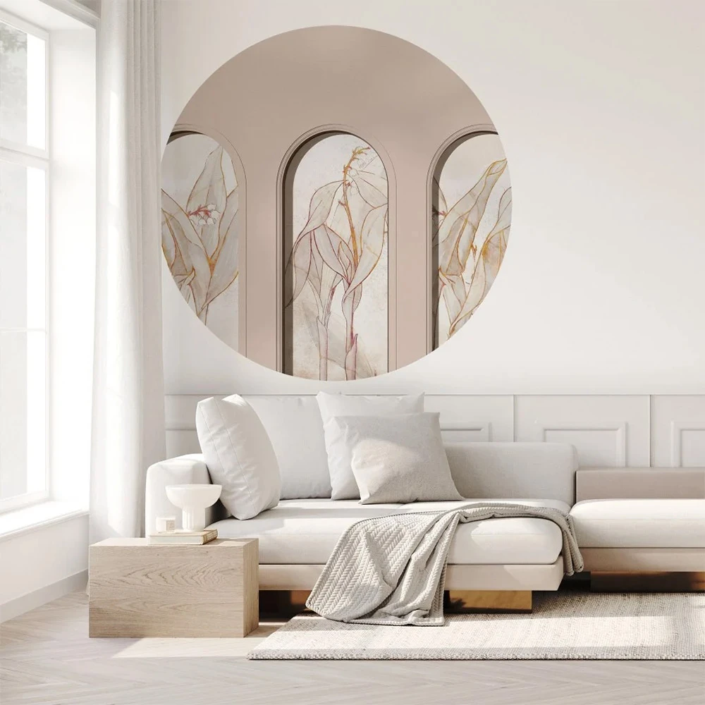 Wallpaper Wall Art Libra Beige Lirio circle (2)