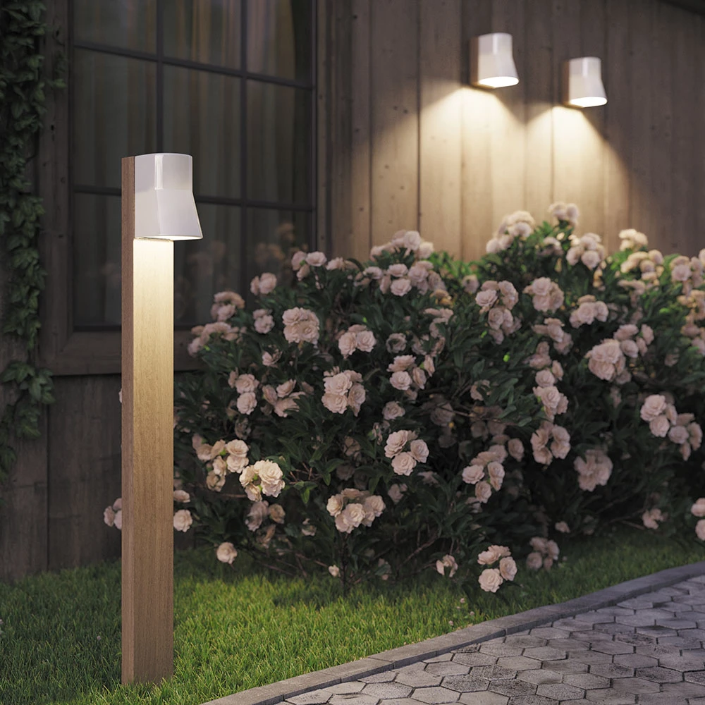Light Beacon Bollard LED  140cm teak & porcelain (2)