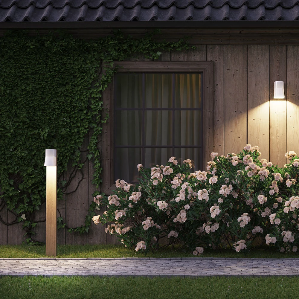 Light Beacon Bollard LED  140cm teak & porcelain (3)