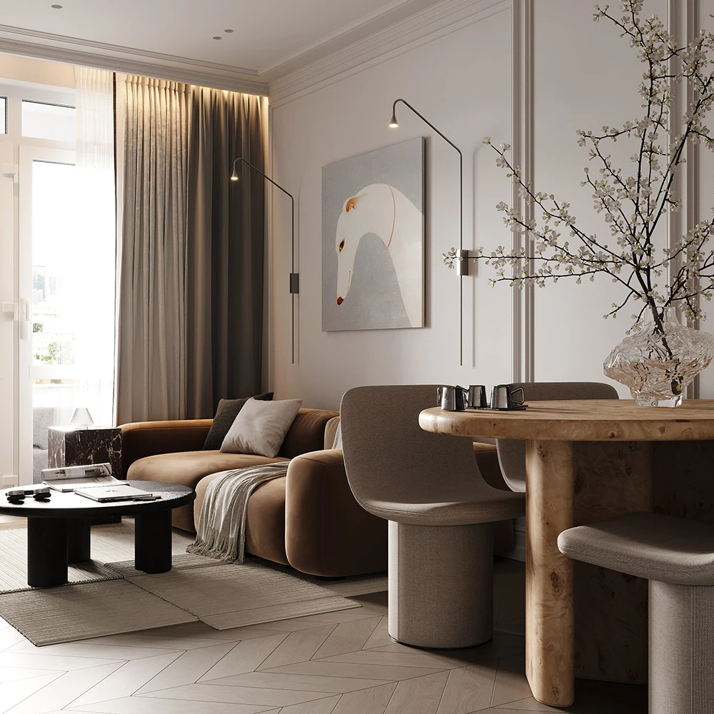 Scène 3D d'intérieur d'appartement moderne (3)