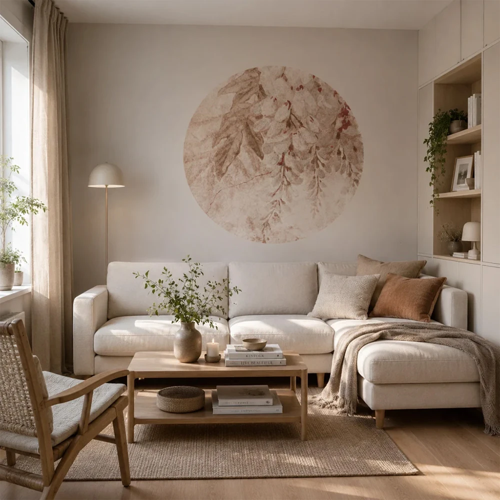 壁纸 Wall Art 紫藤米色圆圈 (2)