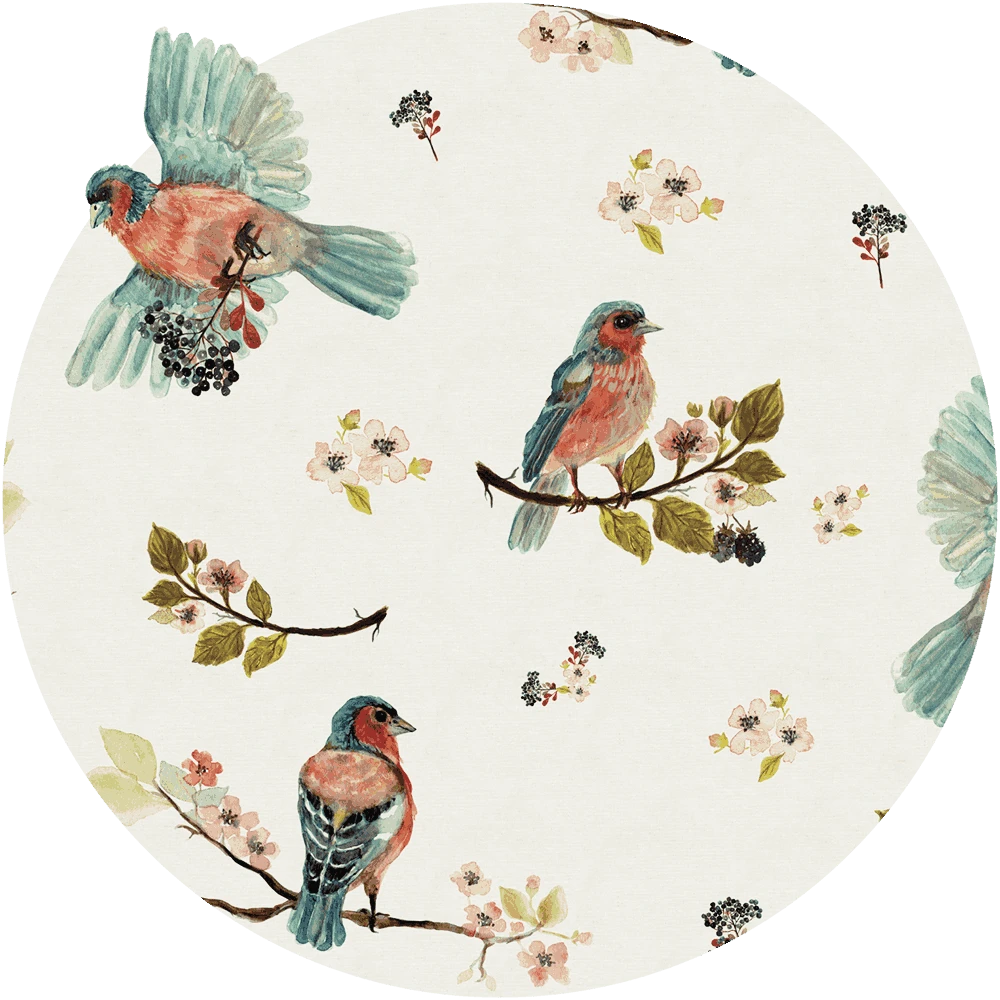 Tapete Wall Art Uccello Cantante Cream circle