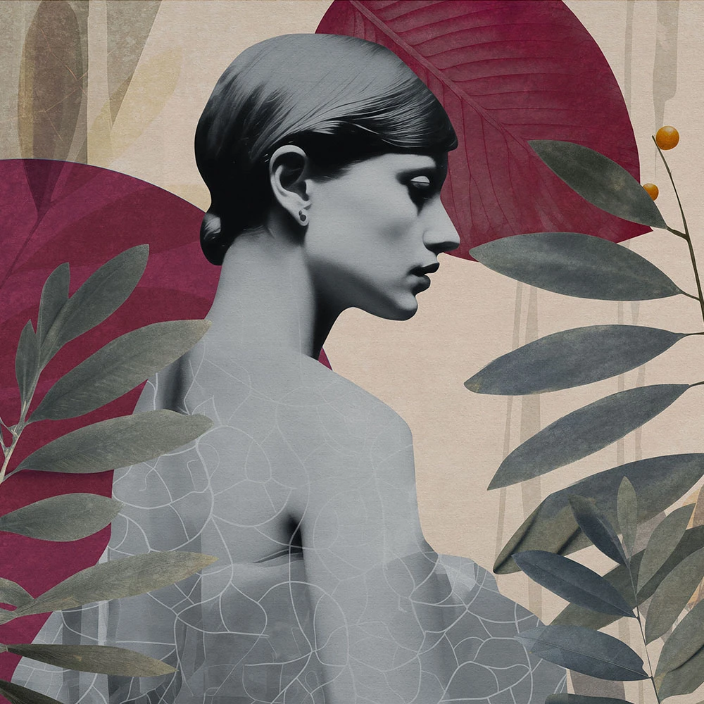 Wallpaper Wall Art Onna Burgundy