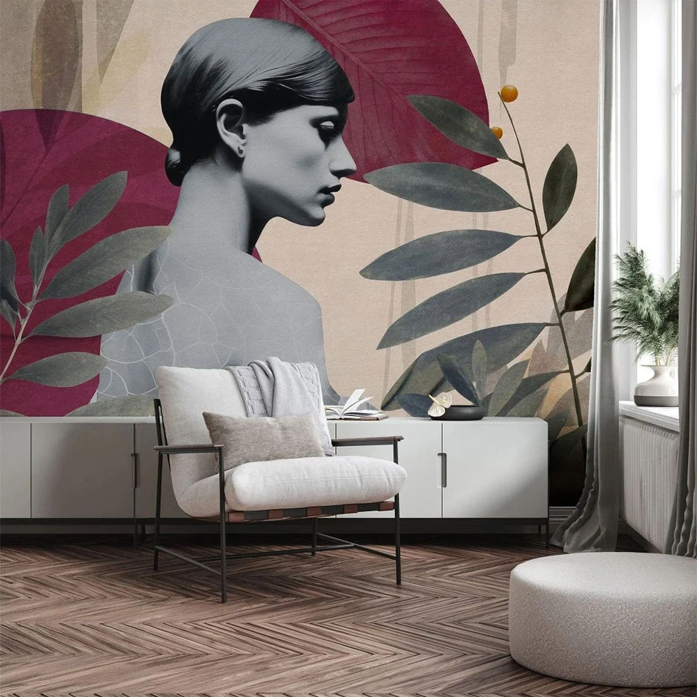 Wallpaper Wall Art Onna Burgundy (2)