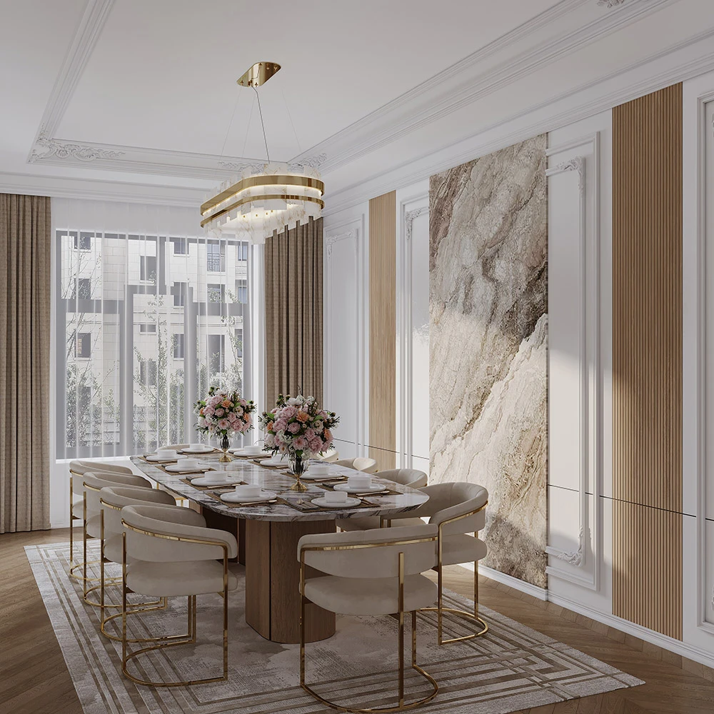 Neoclassic Elegant Dining Room 3D Scene
