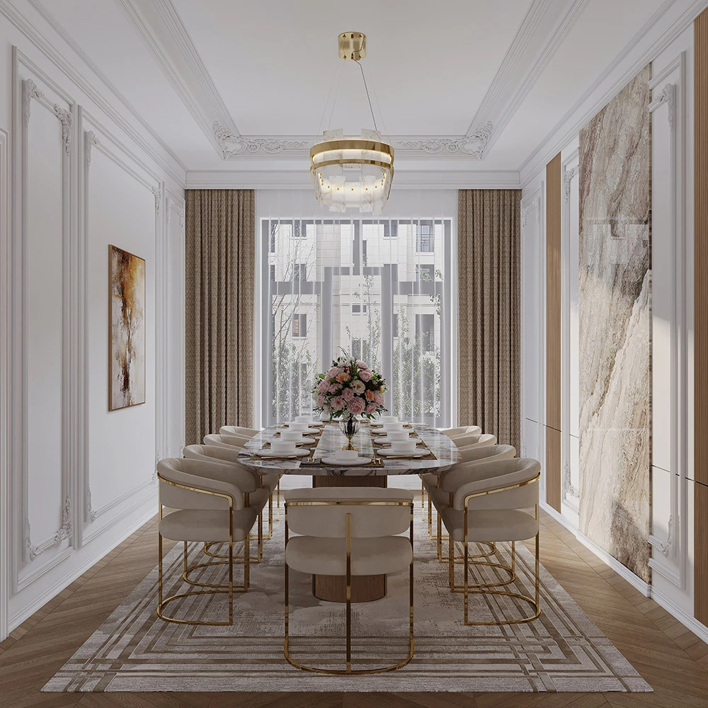 Neoclassic Elegant Dining Room 3D Scene (2)