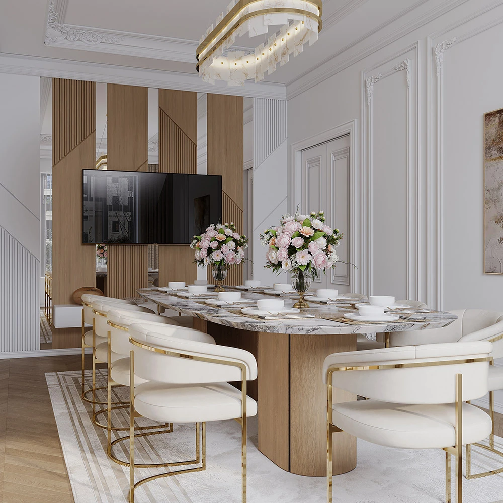 Neoclassic Elegant Dining Room 3D Scene (4)