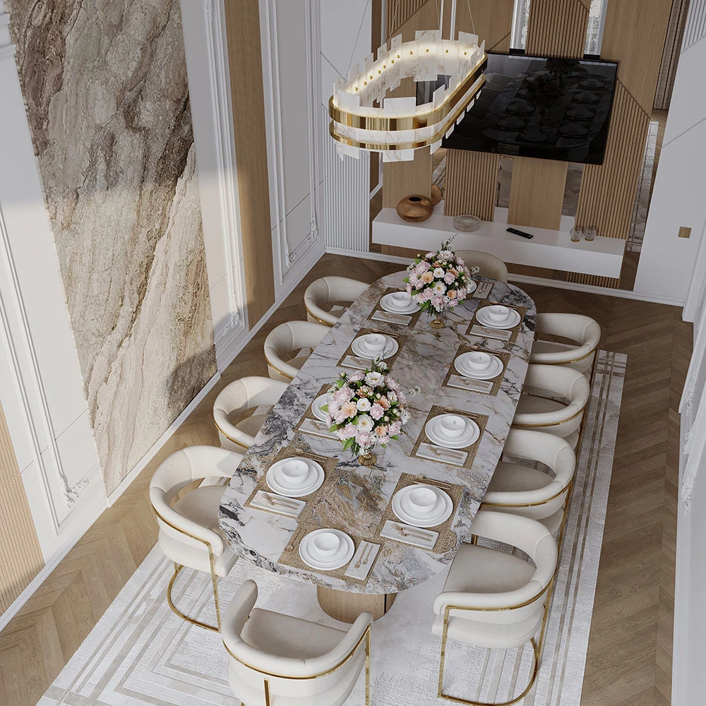 Neoclassic Elegant Dining Room 3D Scene (5)