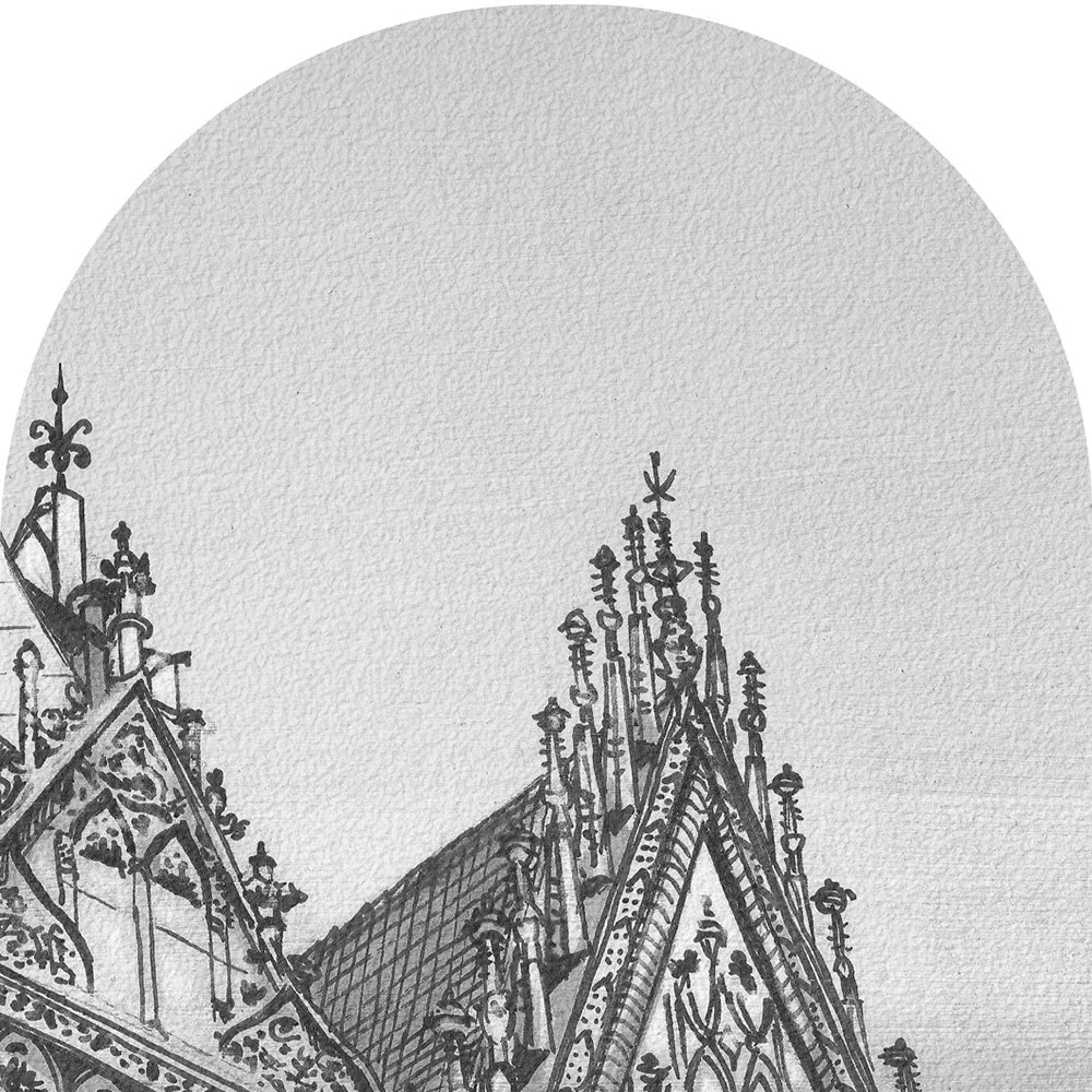 Wallpaper Wall Art Town Hall B&W arc