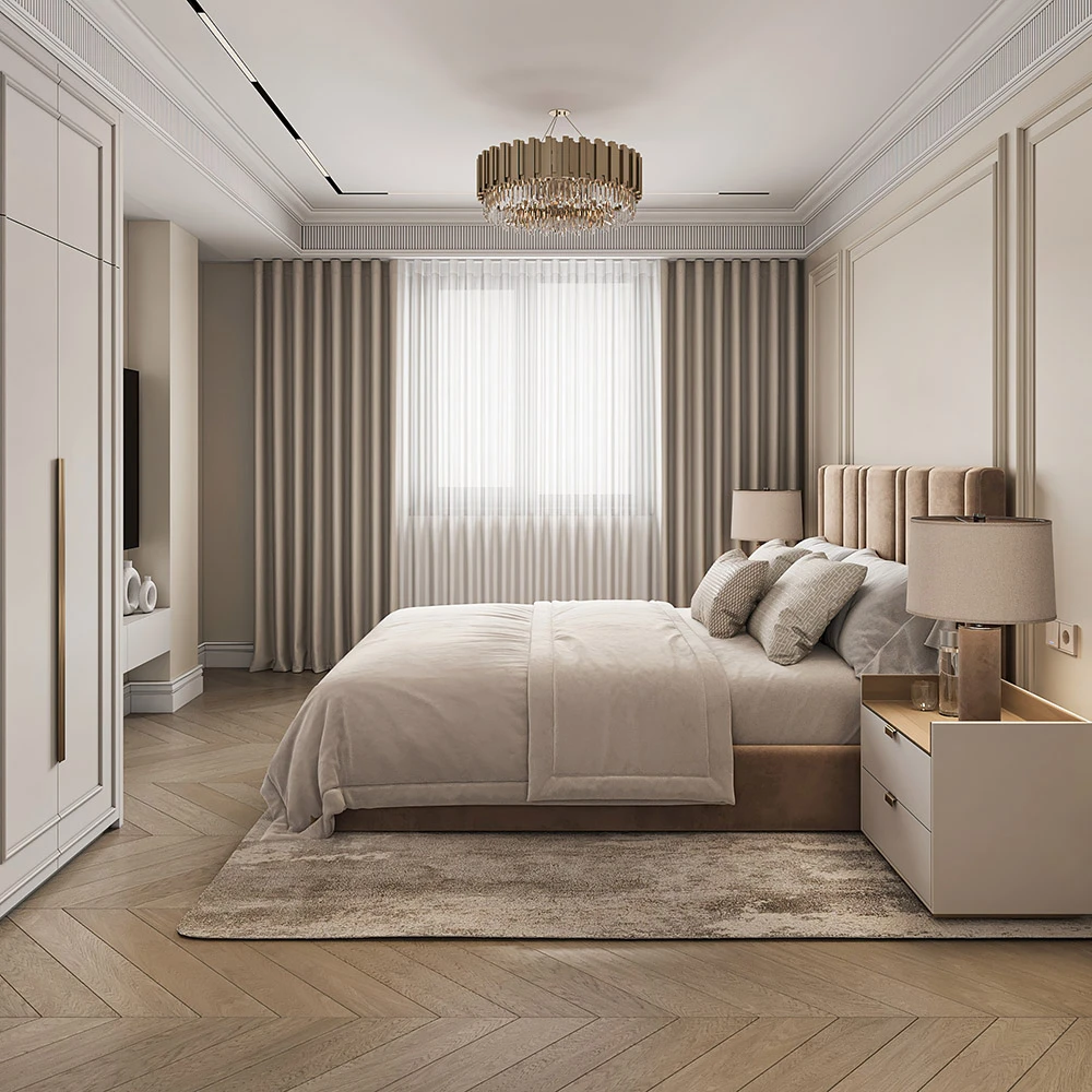 Neoclassic Bedroom Interior 3D Scene (4)