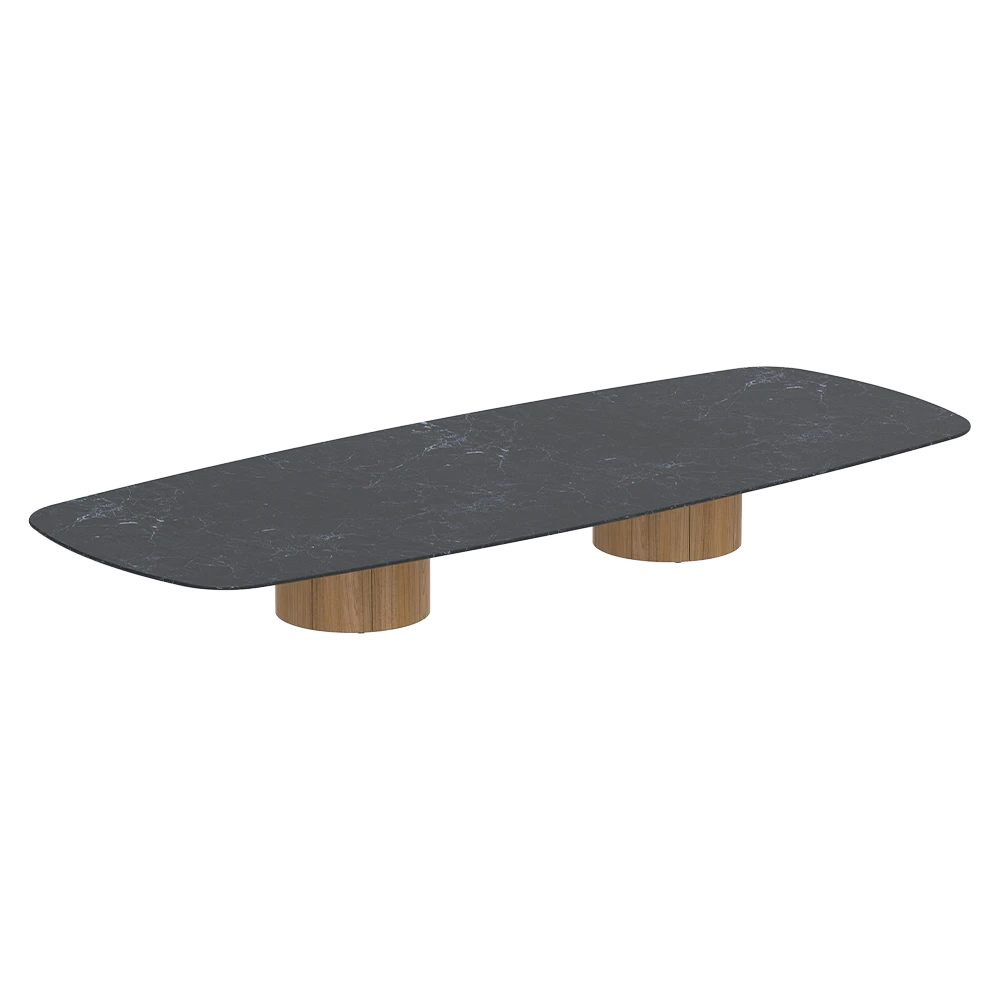 Журнальный столик Royal Botania Regaliz Low 300x120cm с круглыми ножками из тика и керамической столешницей