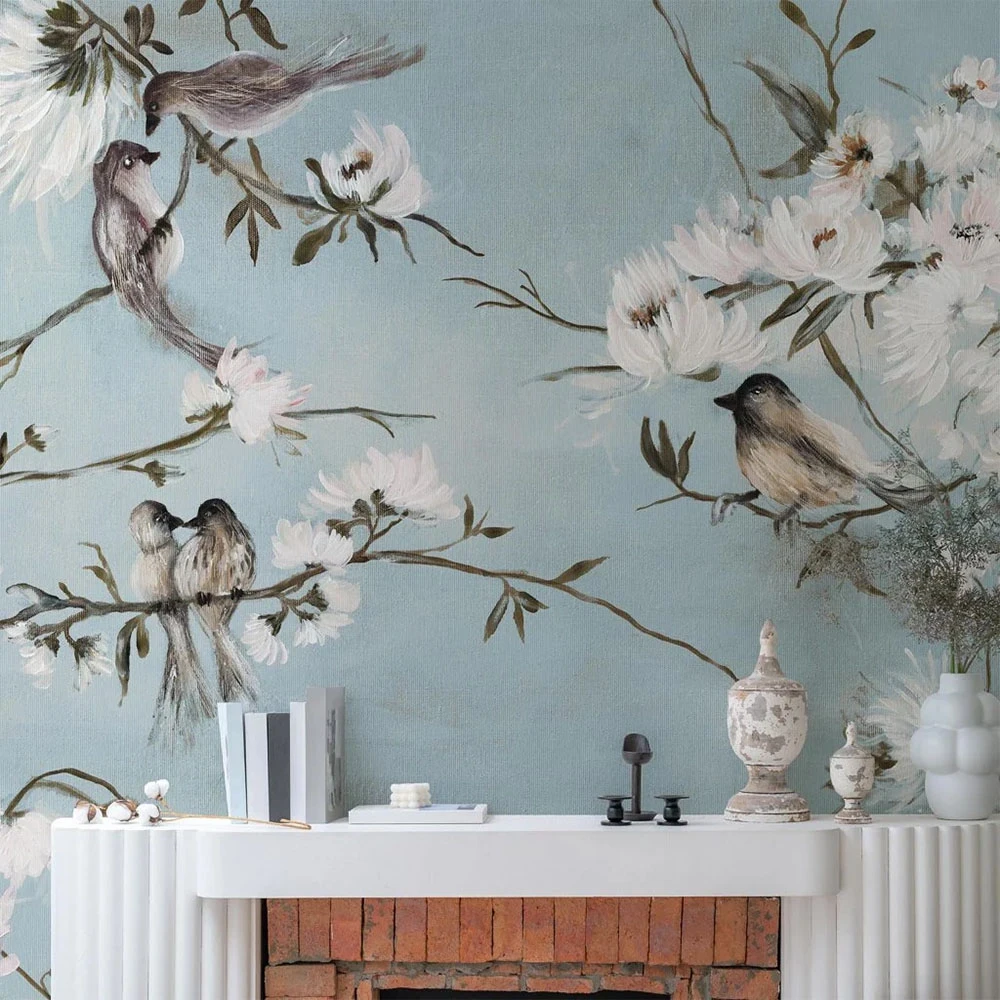 Wallpaper Wall Art Trel Blue (2)