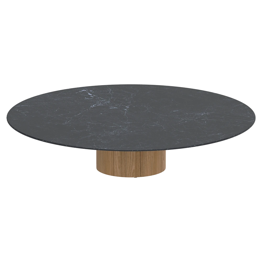 Coffee Table Royal Botania Regaliz Low Lounge With Round Teak Leg Ceramic Top