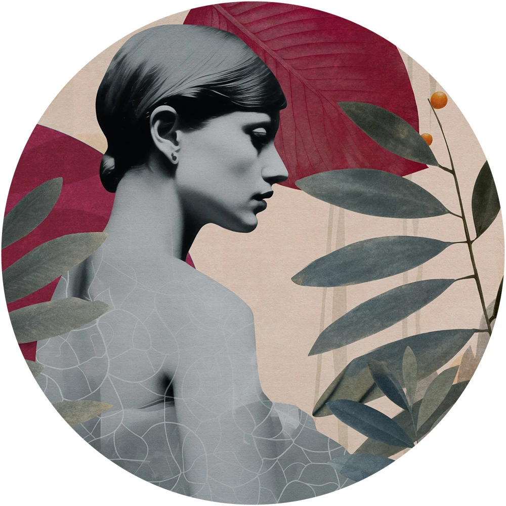 Wallpaper Wall Art Onna Burgundy circle