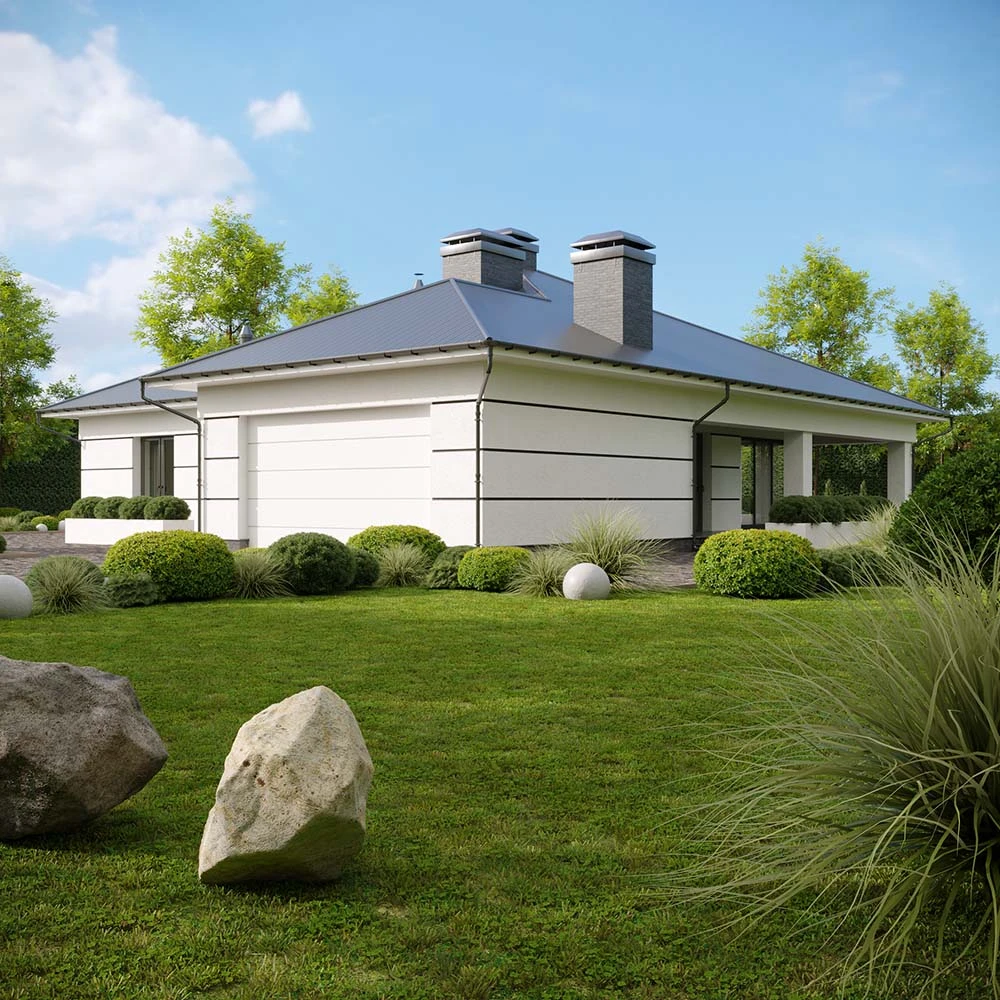 Modern Exterior Private Villa 3D Scene