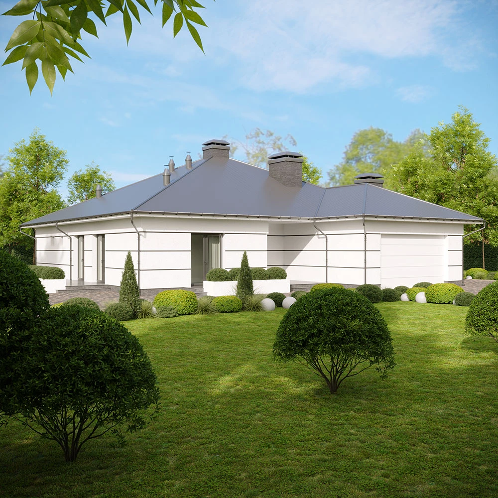 Modern Exterior Private Villa 3D Scene (10)