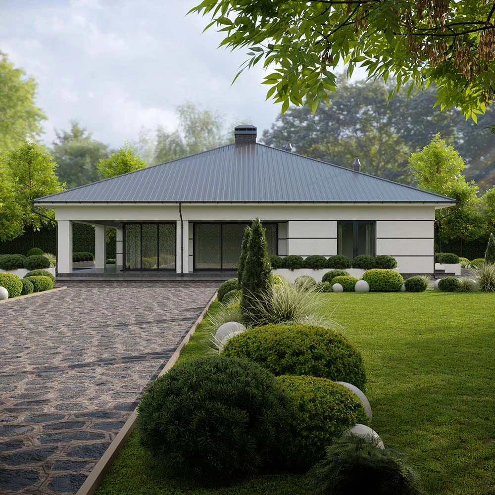 Modern Exterior Private Villa 3D Scene (4)