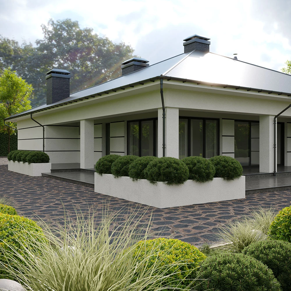 Modern Exterior Private Villa 3D Scene (8)
