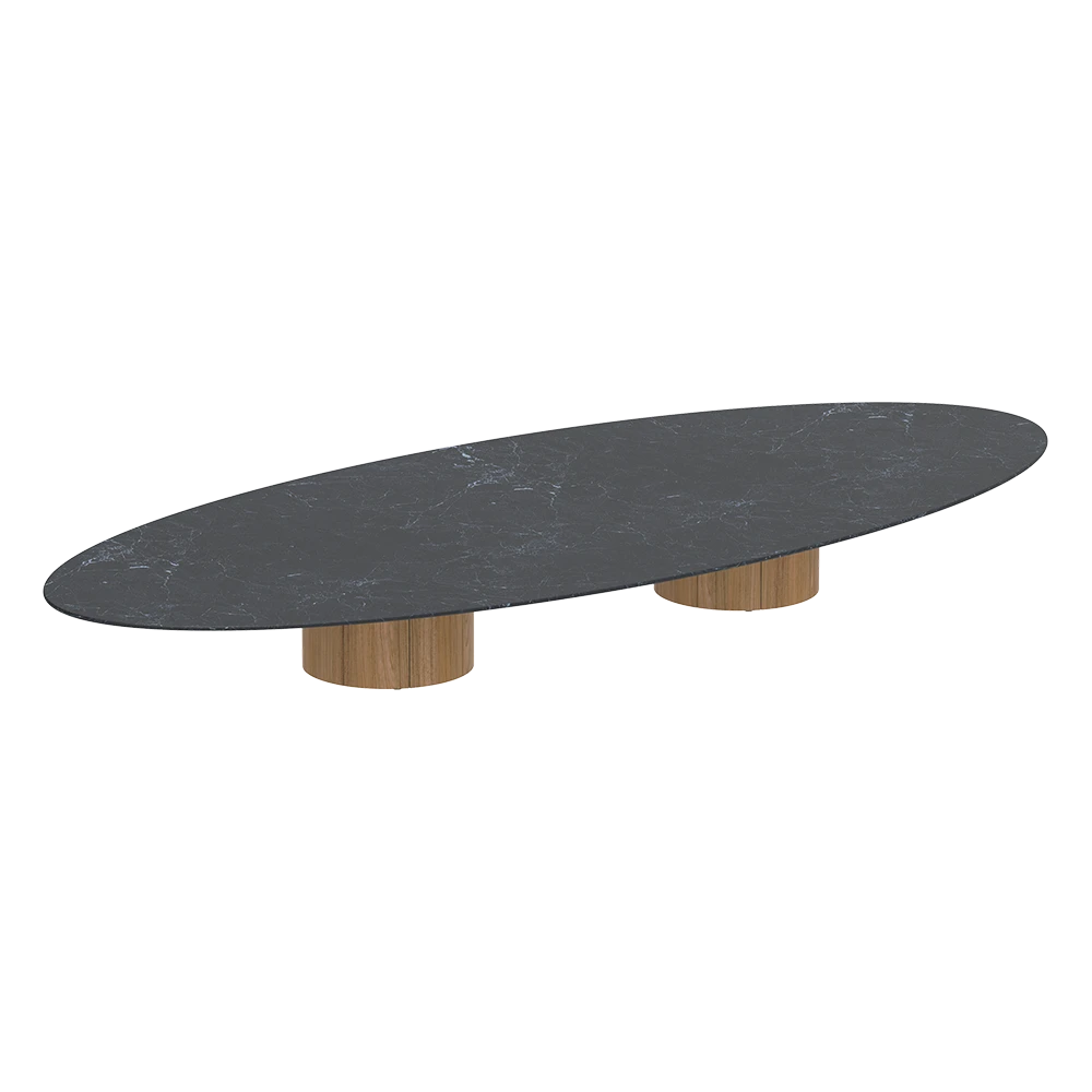 Lounge Table Royal Botania Regaliz 320x140cm With Round Teak Legs Ceramic Top