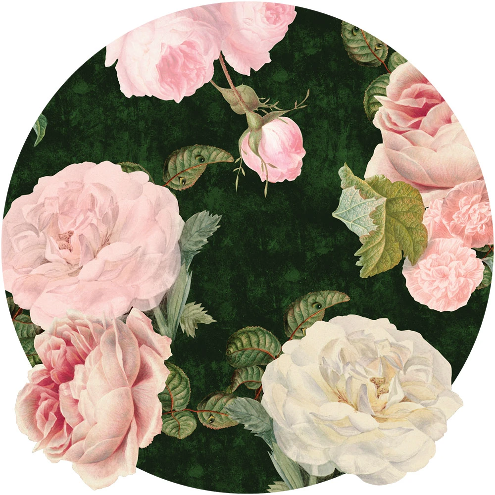 Tapete Wall Art Rosen Dunkelgrün Kreis