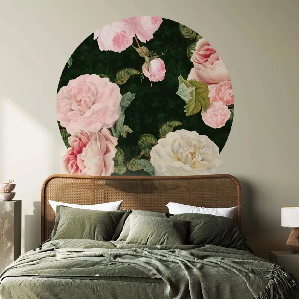 Tapete Wall Art Rosen Dunkelgrün Kreis (2)