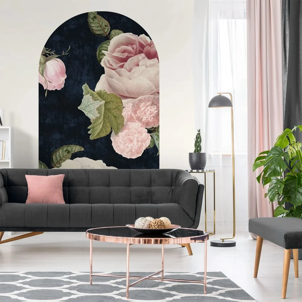Tapete Wall Art Rosen Dunkelblau Bogen (2)