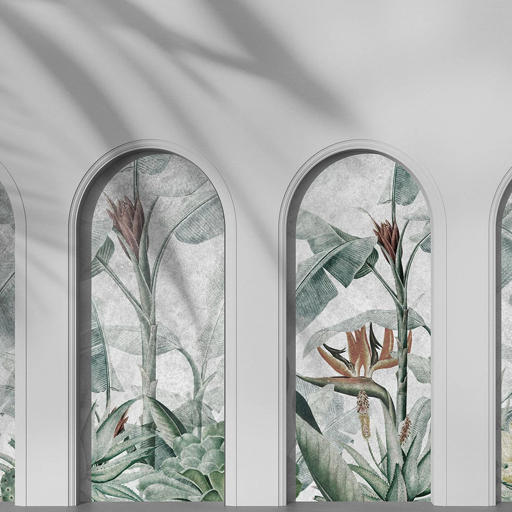 Wallpaper Wall Art Libra Light Grey Rainforest