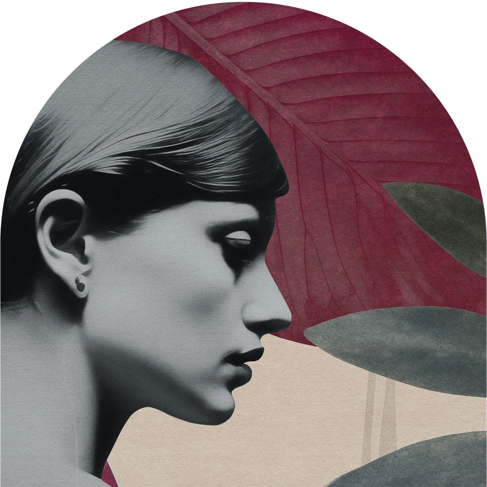 Wallpaper Wall Art Onna Burgundy arc