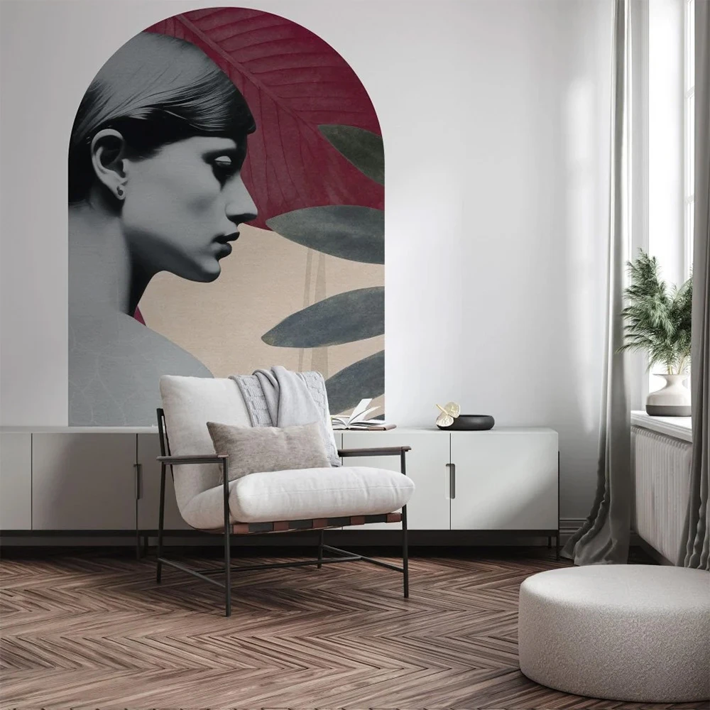 Wallpaper Wall Art Onna Burgundy arc (2)