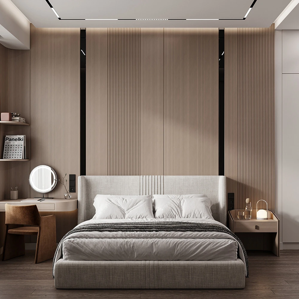 Escena 3D de Interior de Dormitorio Moderno