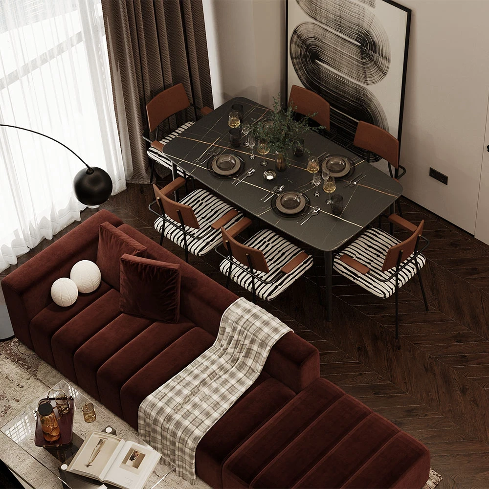 Modern Open Plan Livingroom and Dining Area 3D Scene
