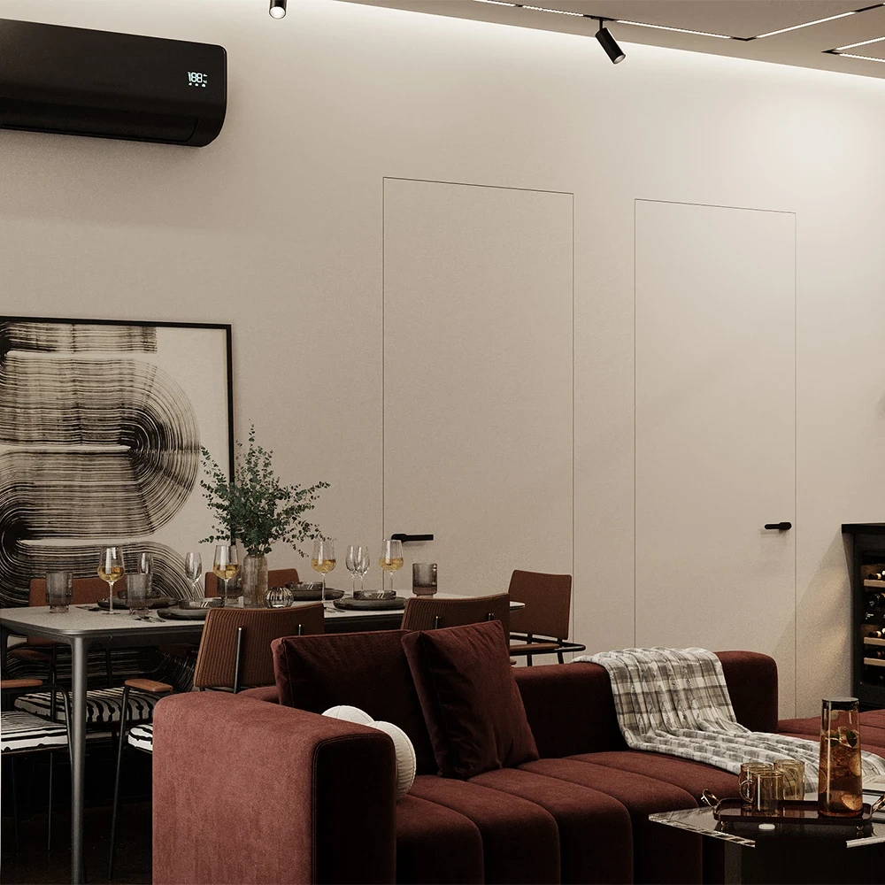 Modern Open Plan Livingroom and Dining Area 3D Scene (2)