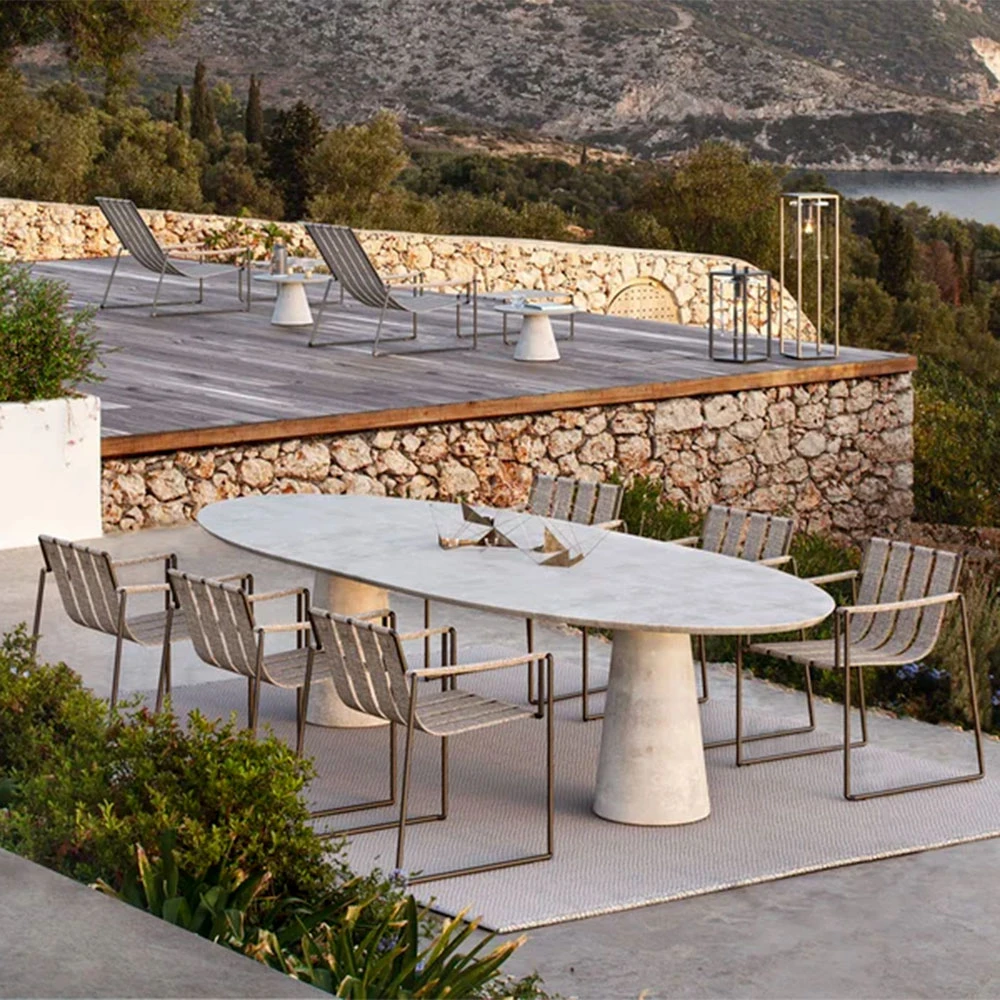 Mesa Royal Botania Conix Oval con tablero de hormigón y cerámica (2)