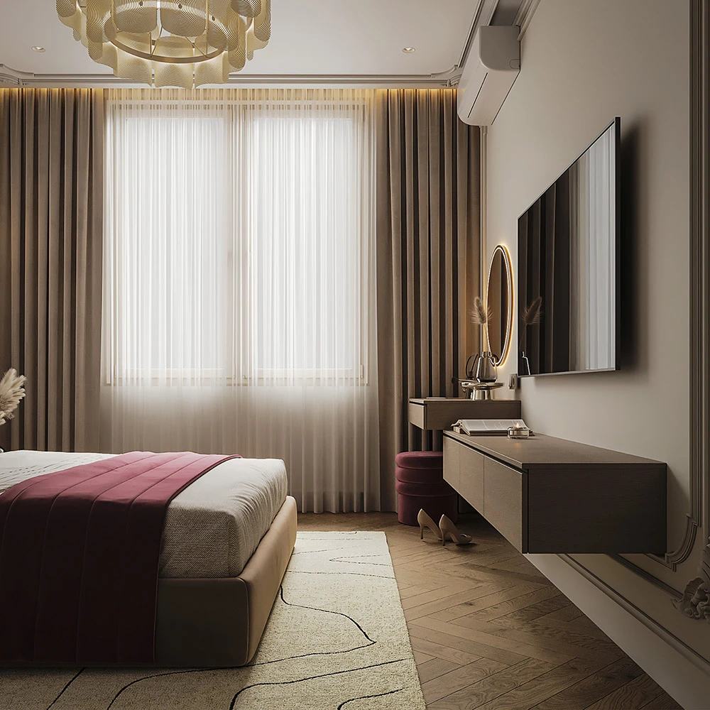 Scène 3D de chambre résidentielle néoclassique (4)