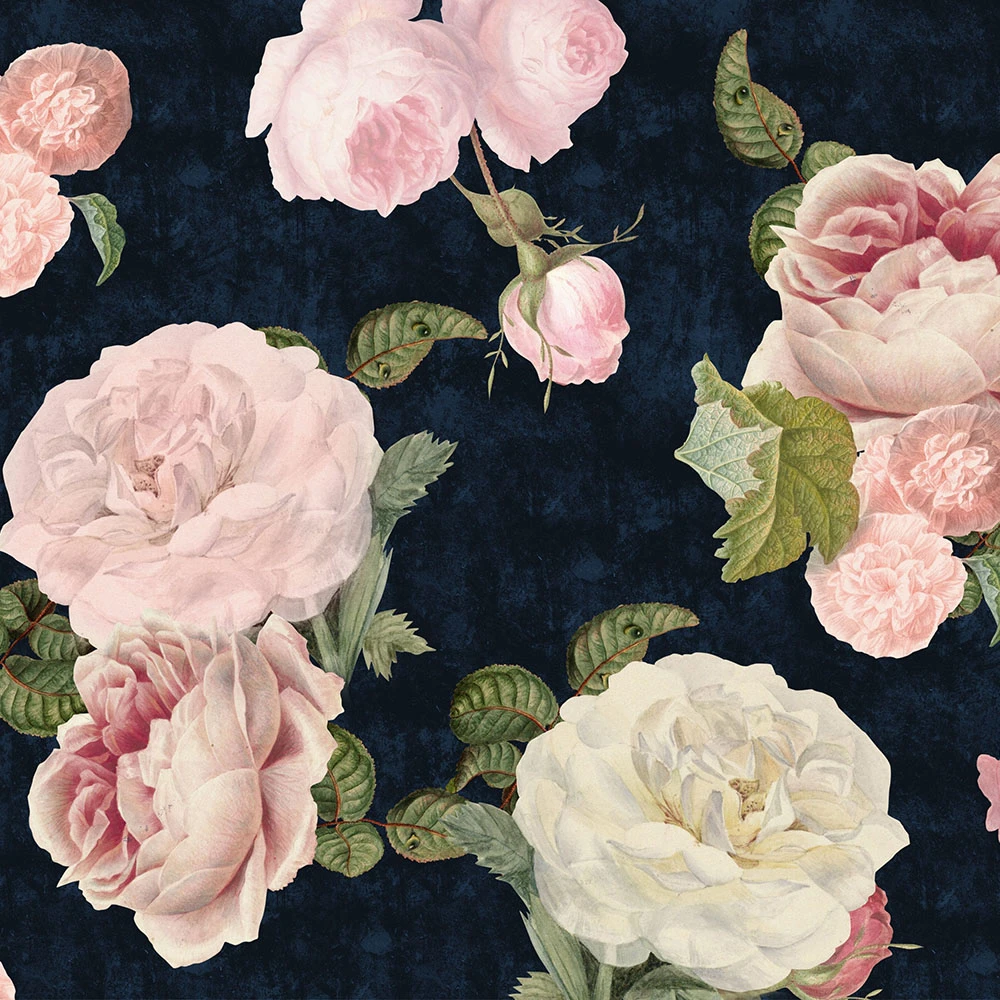Papier Peint Wall Art Roses Bleu Foncé